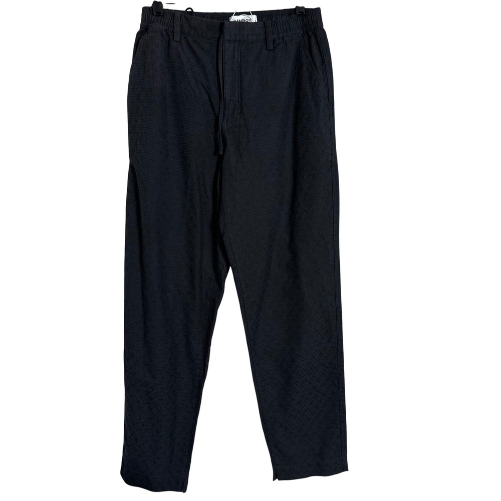Venroy Textured Relaxed Trouser Charcoal Grey Cotton Drawstring Pants S
